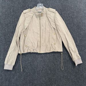 Daughters of the Liberation Jacket Womens Medium Beige Military Utility Zip Up